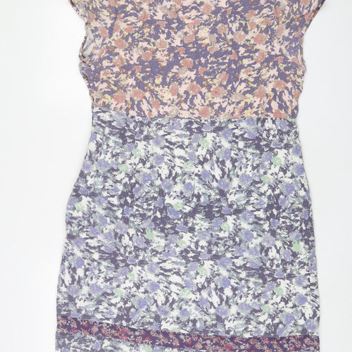 White Stuff Womens Multicoloured Geometric Cotton A-Line Size 18 V-Neck Zip