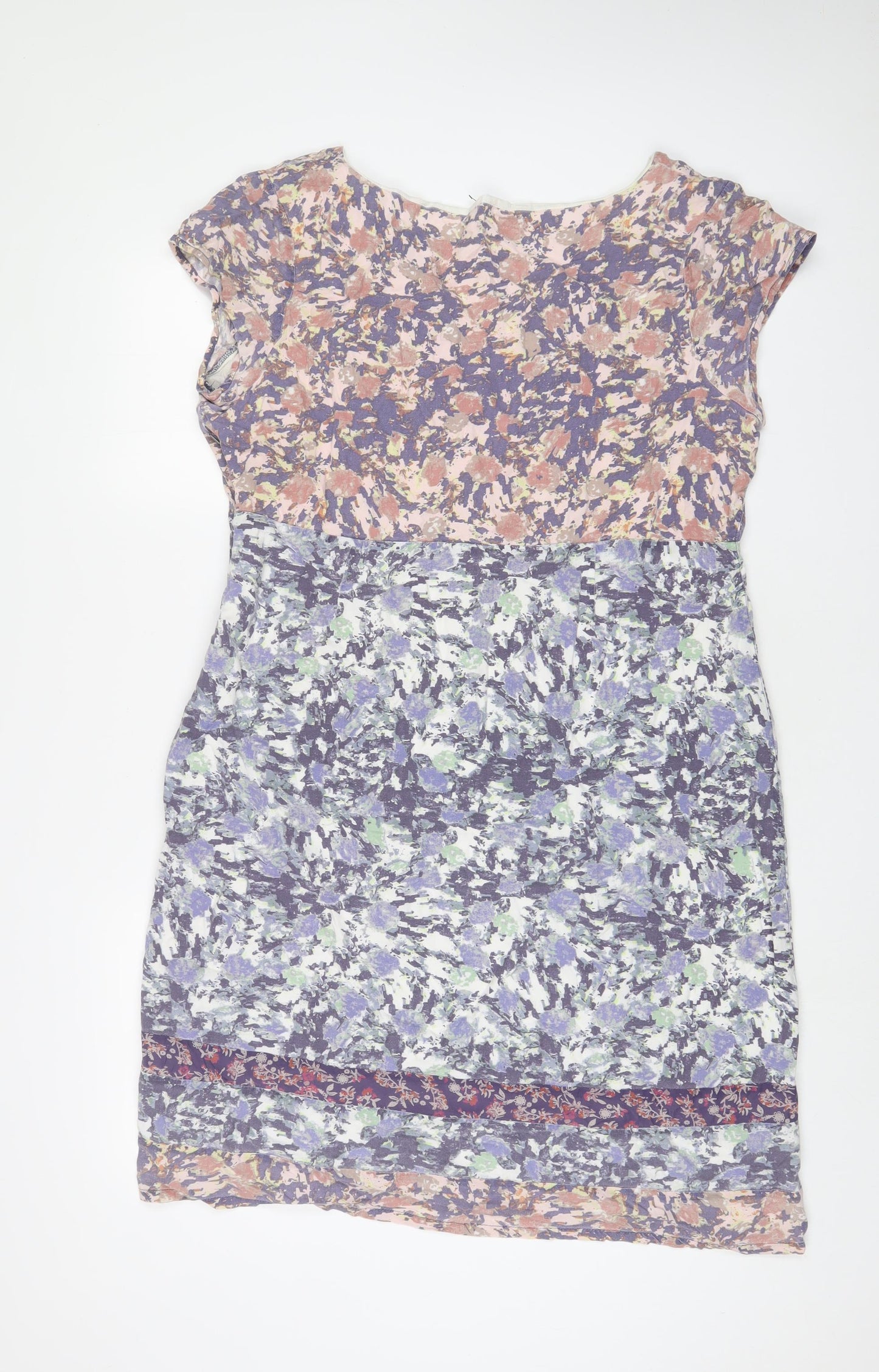 White Stuff Womens Multicoloured Geometric Cotton A-Line Size 18 V-Neck Zip