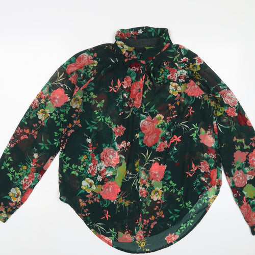 Only Womens Green Floral Polyester Basic Button-Up Size 18 Collared