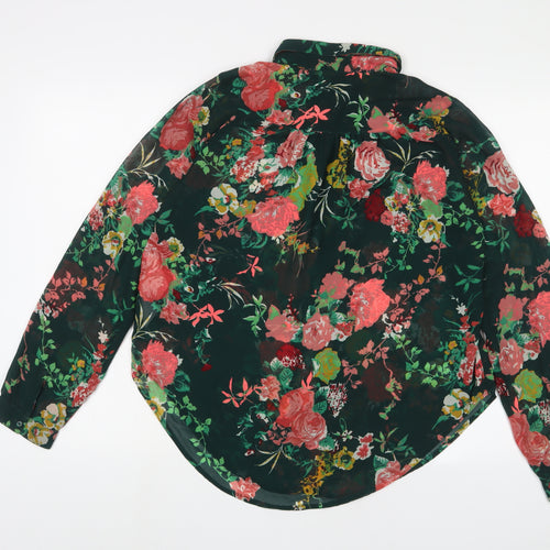 Only Womens Green Floral Polyester Basic Button-Up Size 18 Collared