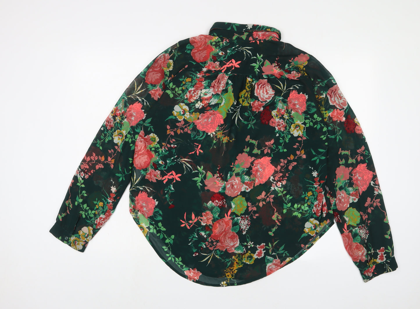 Only Womens Green Floral Polyester Basic Button-Up Size 18 Collared