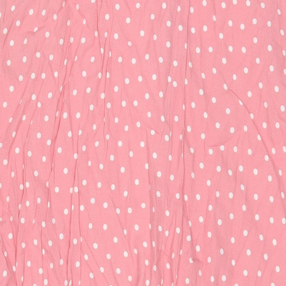 Marks and Spencer Womens Pink Polka Dot Viscose A-Line Skirt Size 14 Button