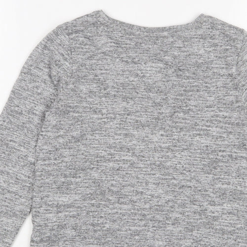 Harry Potter Girls Grey Polyester Basic T-Shirt Size 10-11 Years Crew Neck Pullover