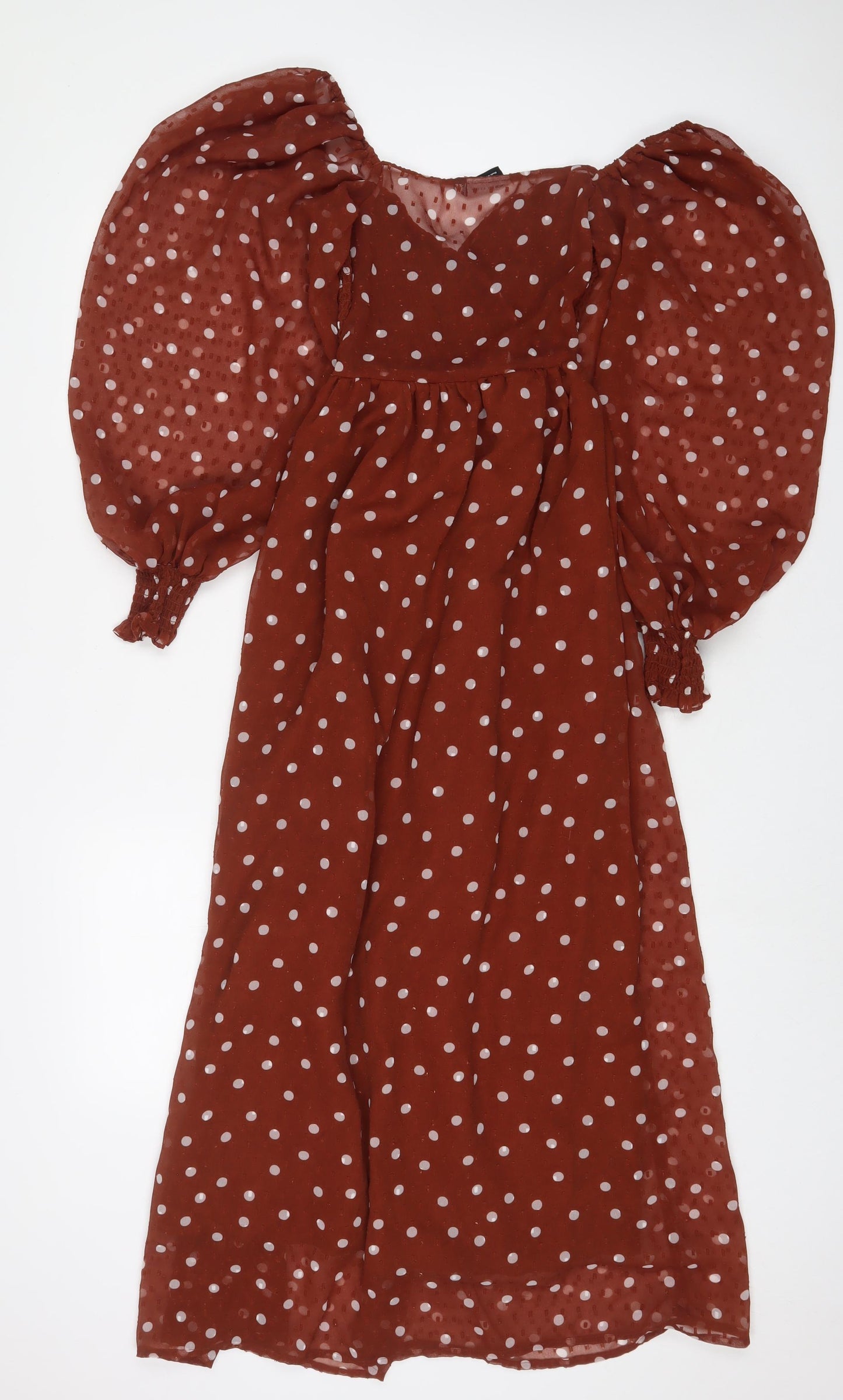 ASOS Womens Brown Polka Dot Polyester A-Line Size 6 V-Neck Pullover