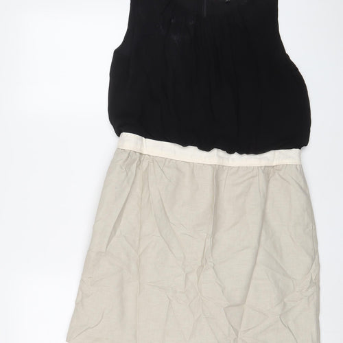 NEXT Womens Beige Polyester Sheath Size 14 Boat Neck Zip
