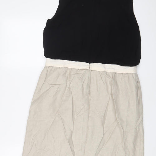 NEXT Womens Beige Polyester Sheath Size 14 Boat Neck Zip