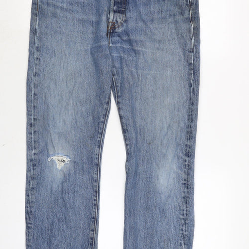 Levis Mens Blue Cotton Straight Jeans Size 32 in L28 in Regular Zip