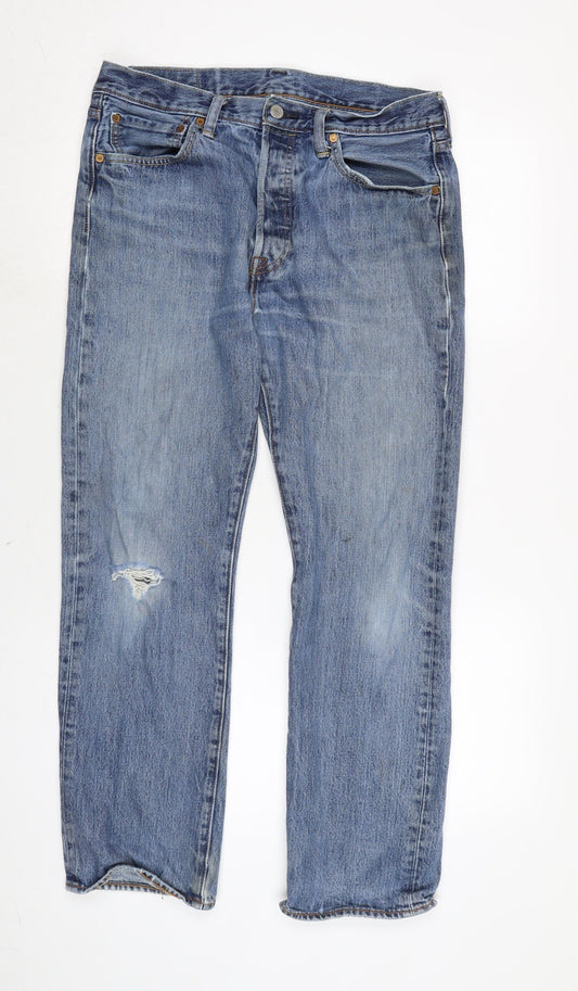 Levis Mens Blue Cotton Straight Jeans Size 32 in L28 in Regular Zip