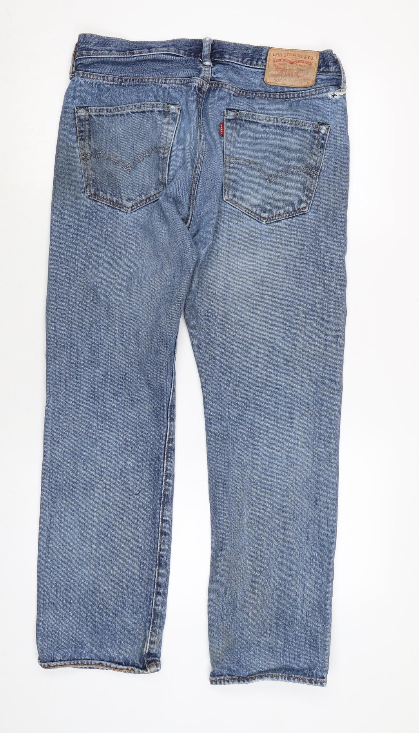 Levis Mens Blue Cotton Straight Jeans Size 32 in L28 in Regular Zip