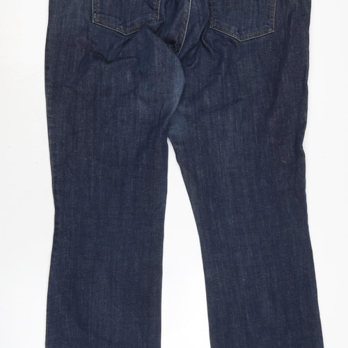 NEXT Womens Blue Cotton Bootcut Jeans Size 16 L27 in Regular Zip