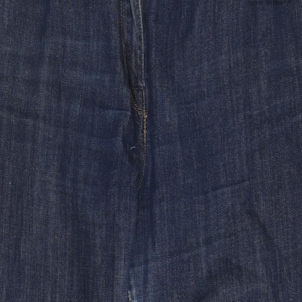 NEXT Womens Blue Cotton Bootcut Jeans Size 16 L27 in Regular Zip