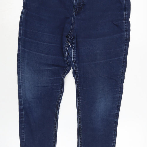 Marks and Spencer Womens Blue Cotton Blend Skinny Jeans Size 12 L24 in Regular Zip