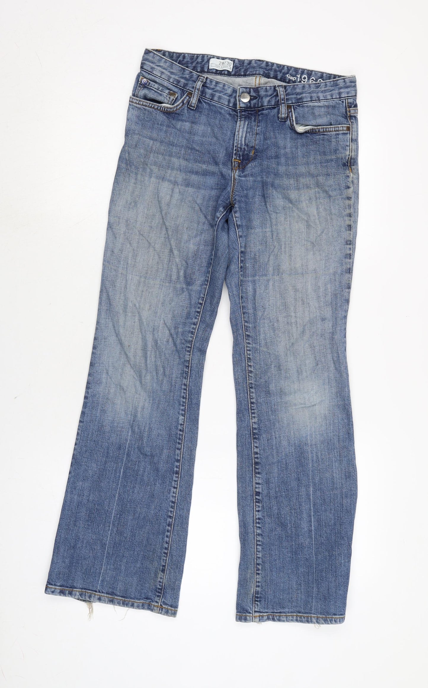 Gap Womens Blue Cotton Blend Bootcut Jeans Size 28 in L28 in Regular Zip