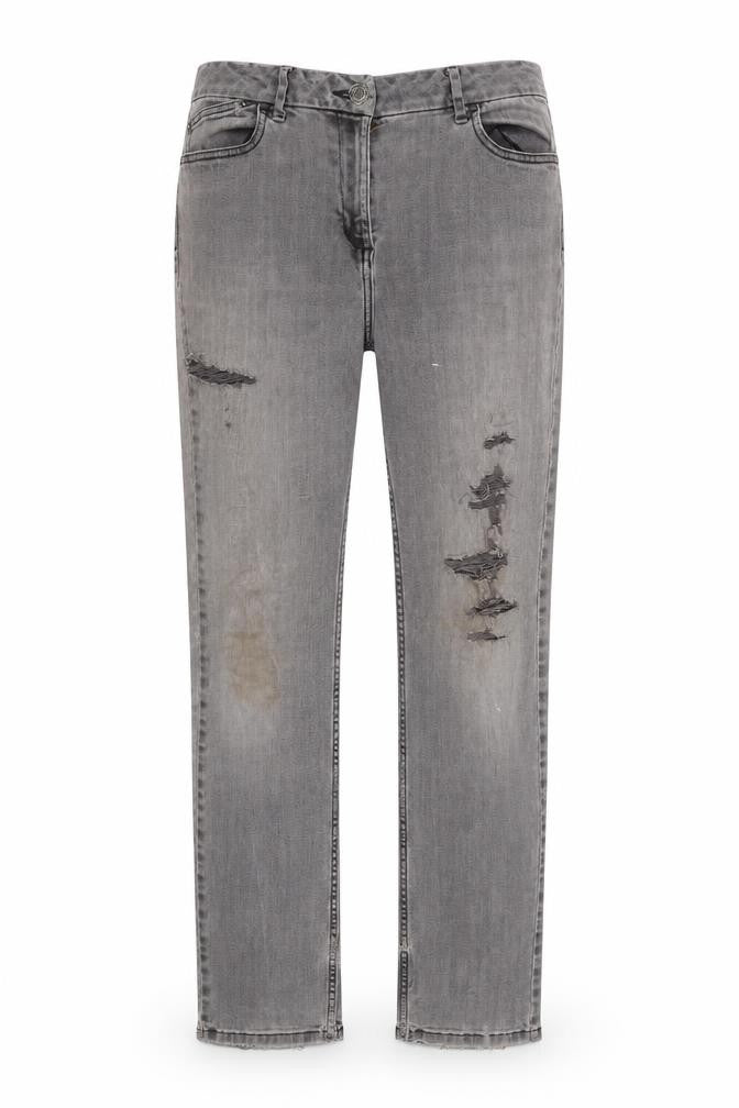 Marks and Spencer Womens Grey Cotton Blend Straight Jeans Size 14 L29 in Regular Zip
