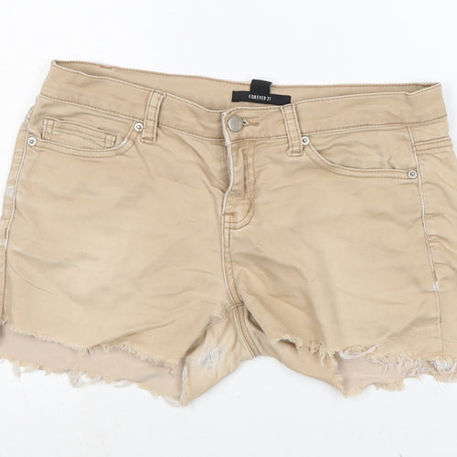 FOREVER 21 Womens Beige Cotton Culotte Shorts Size 30 in Regular Zip - Distressed