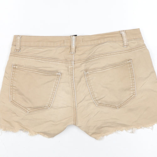 FOREVER 21 Womens Beige Cotton Culotte Shorts Size 30 in Regular Zip - Distressed
