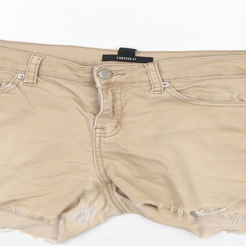 FOREVER 21 Womens Beige Cotton Culotte Shorts Size 30 in Regular Zip - Distressed