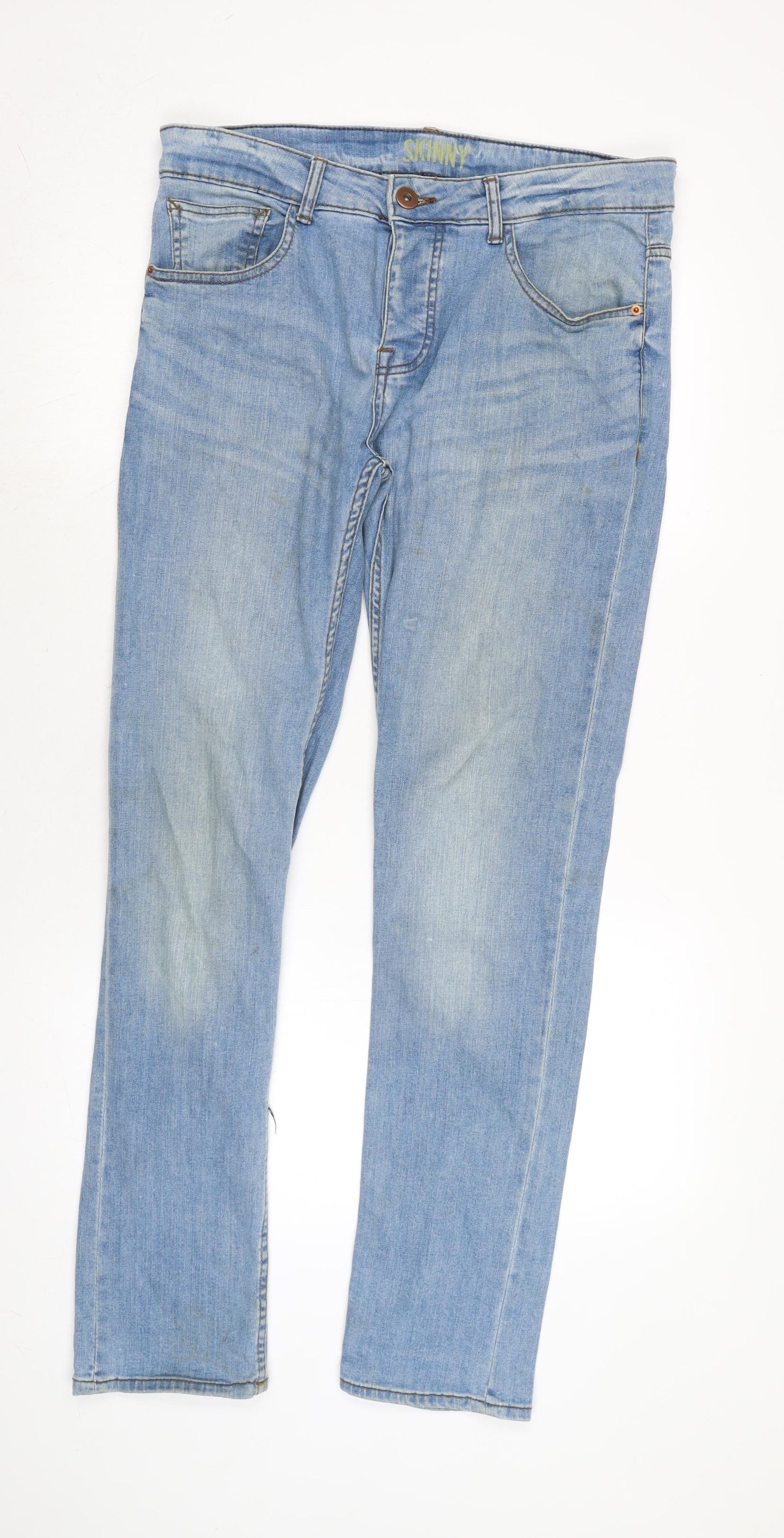 Denim & Co. Mens Blue Cotton Blend Skinny Jeans Size 32 in L32 in Regular Button