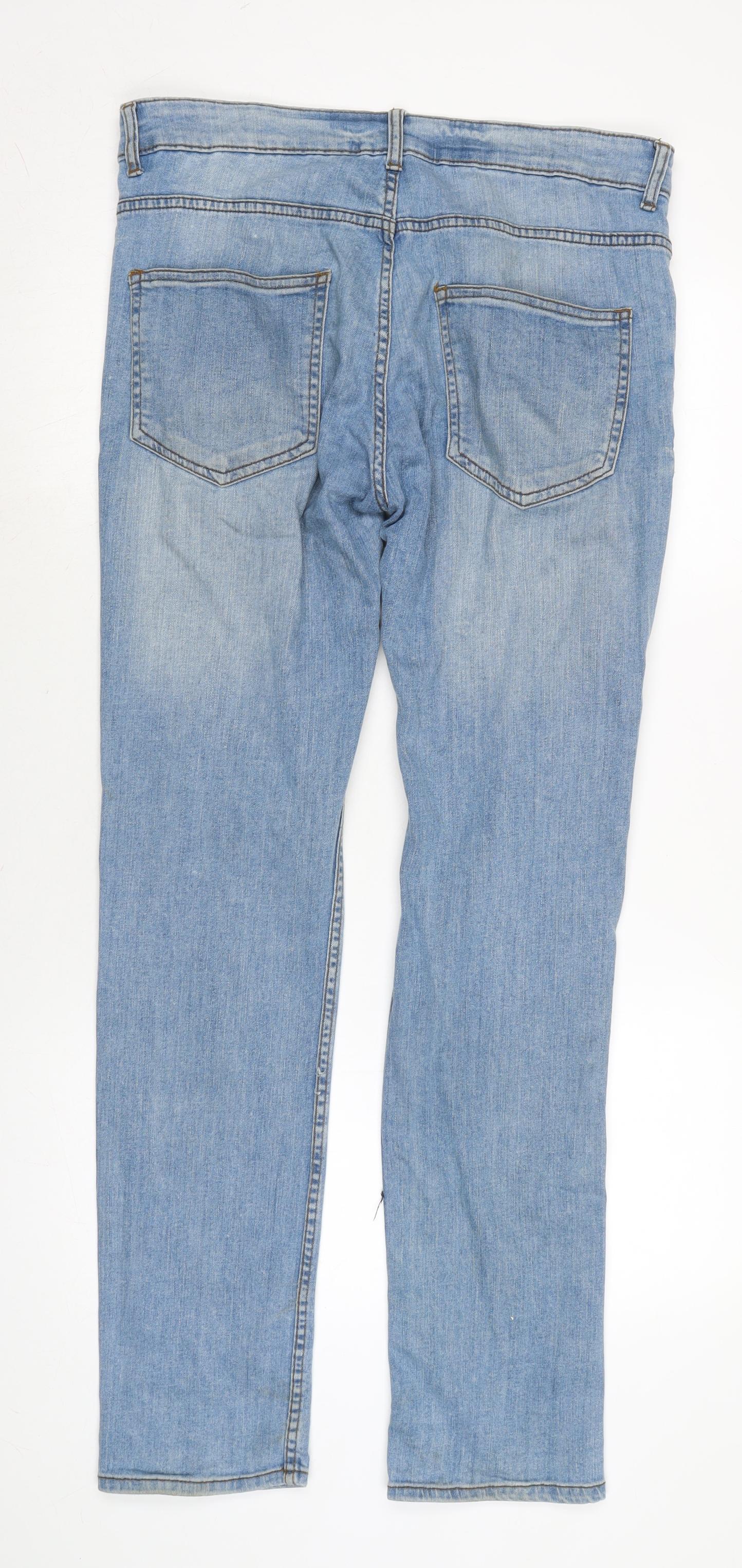 Denim & Co. Mens Blue Cotton Blend Skinny Jeans Size 32 in L32 in Regular Button