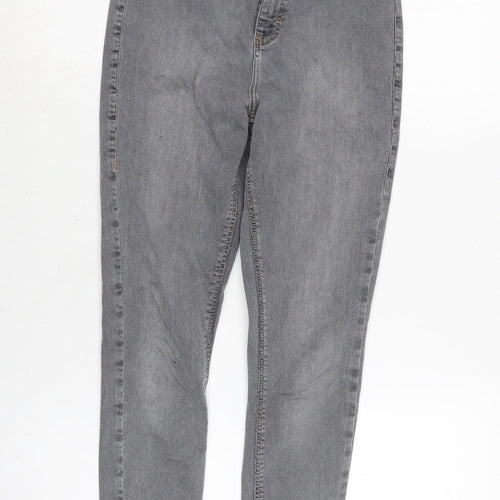 Topshop Womens Grey Cotton Blend Skinny Jeans Size 24 in L25 in Regular Zip