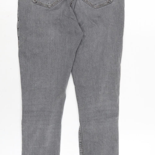 Topshop Womens Grey Cotton Blend Skinny Jeans Size 24 in L25 in Regular Zip