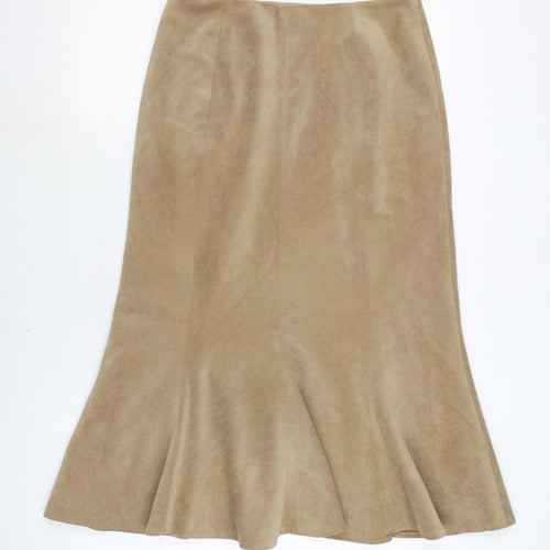 CC Womens Beige Polyester Flare Skirt Size 10 Zip