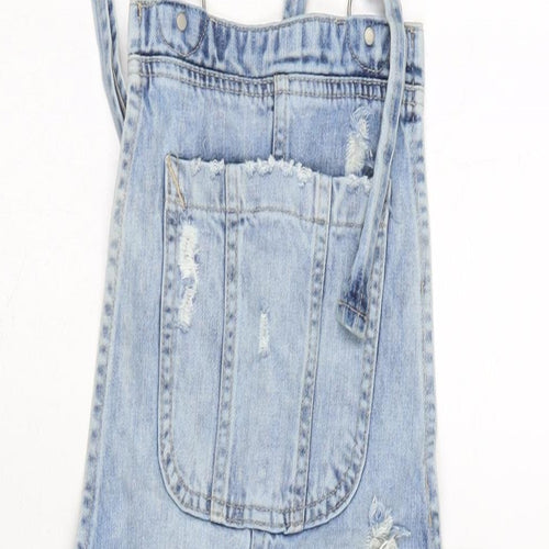 Zara Womens Blue Cotton Dungaree One-Piece Size XS L25 in Tie - Distressed