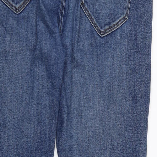 Marks and Spencer Mens Blue Cotton Blend Straight Jeans Size 34 in L29 in Regular Zip