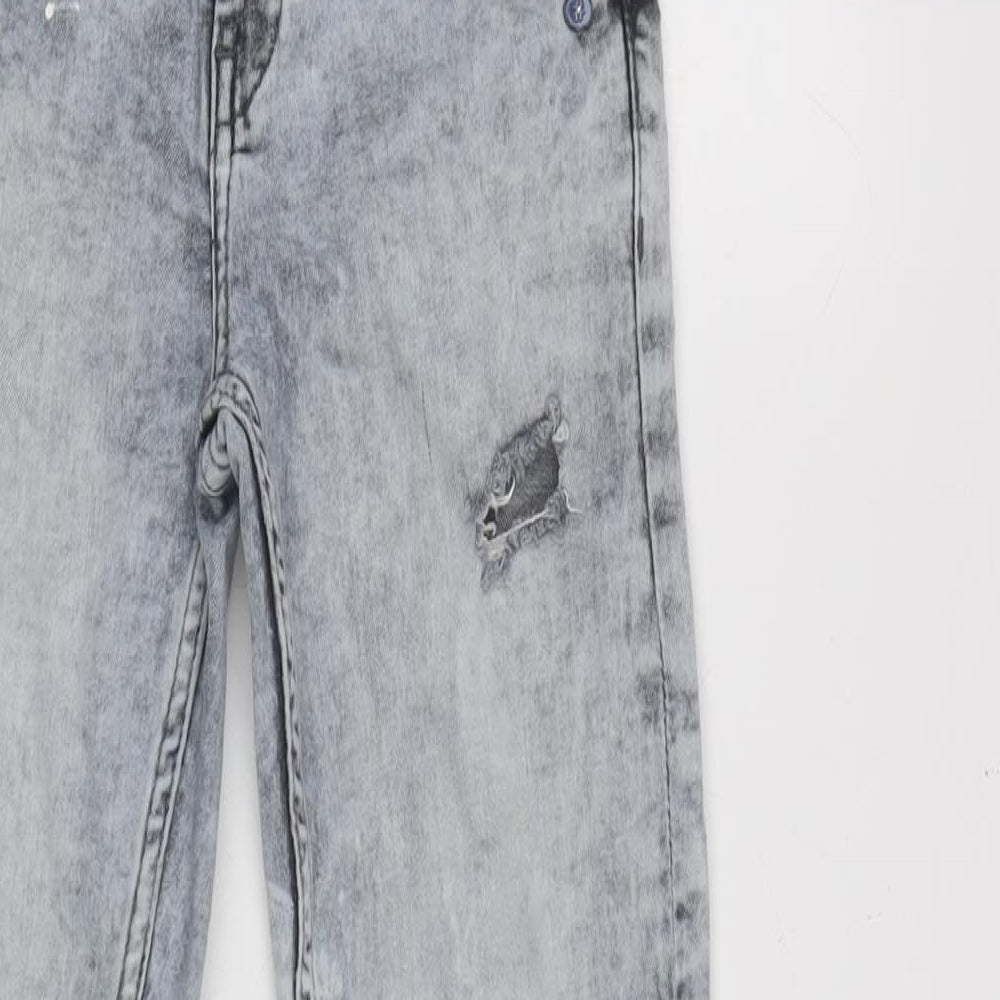 NEXT Boys Grey Cotton Tapered Jeans Size 11 Years L24 in Regular Zip - Distressed