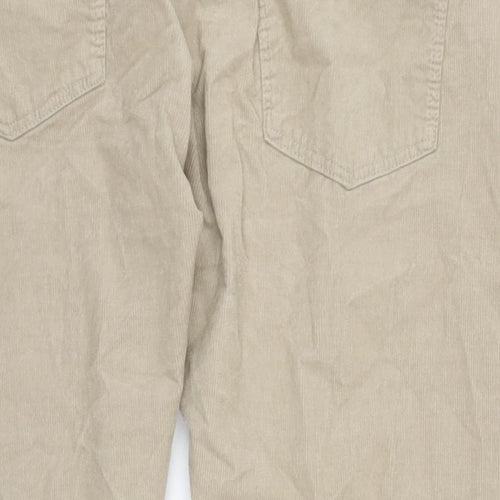 Marks and Spencer Mens Beige Cotton Trousers Size 42 in L29 in Regular Zip