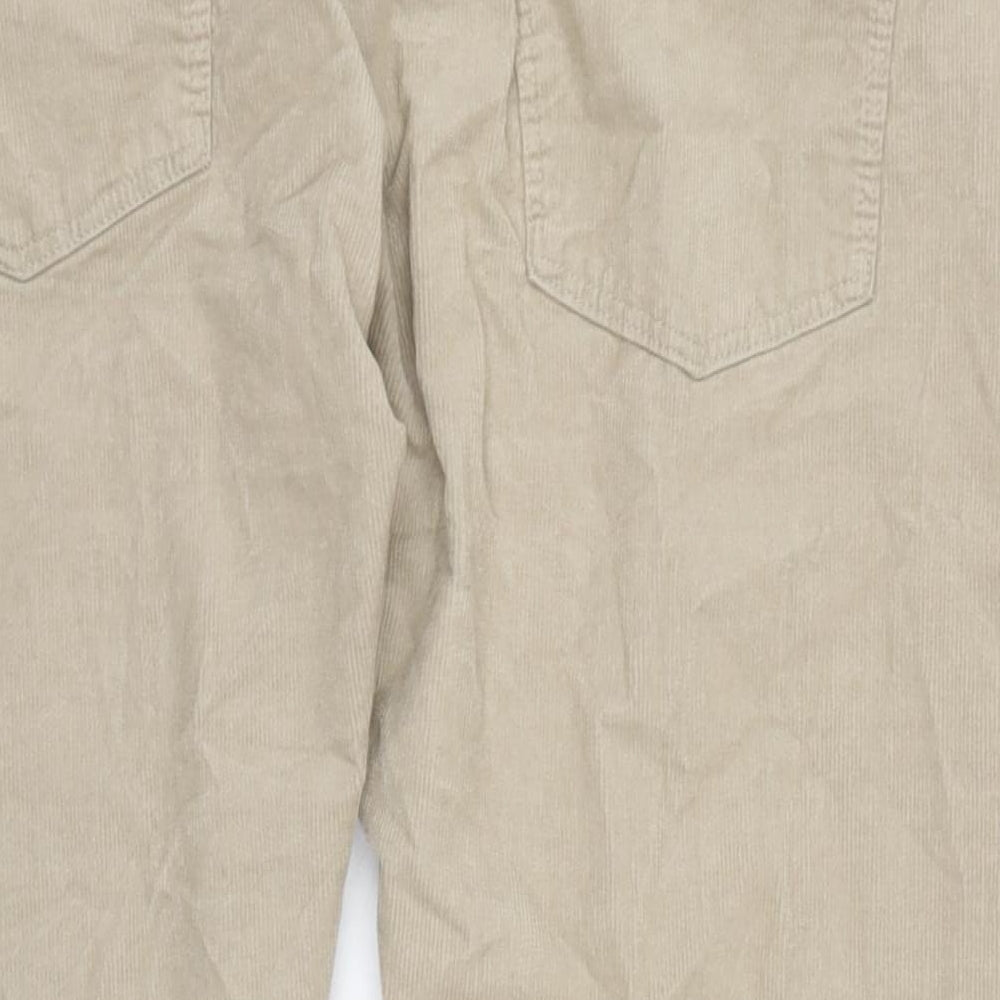 Marks and Spencer Mens Beige Cotton Trousers Size 42 in L29 in Regular Zip