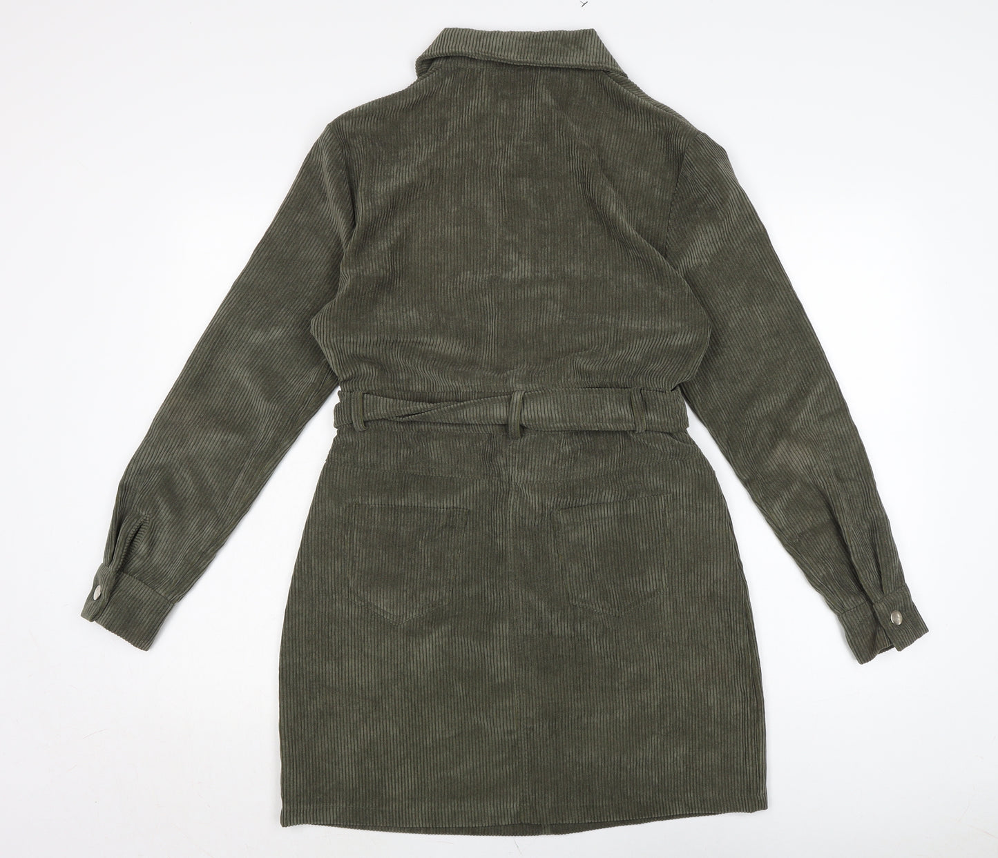 Oasis Womens Green Cotton Shirt Dress Size 10 Collared Button
