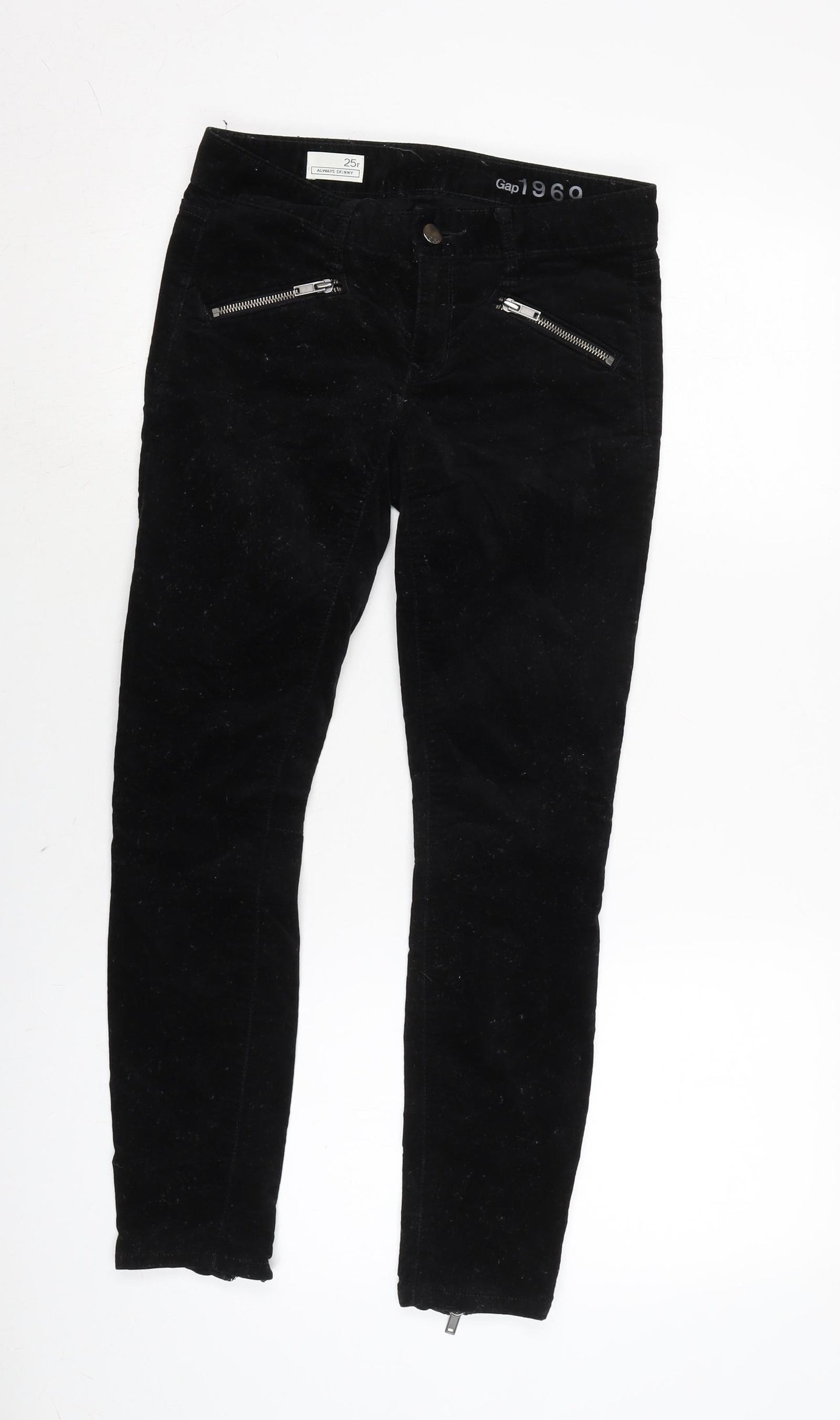 Gap Womens Black Cotton Trousers Size 26 in L25 in Regular Zip - Zips to back.