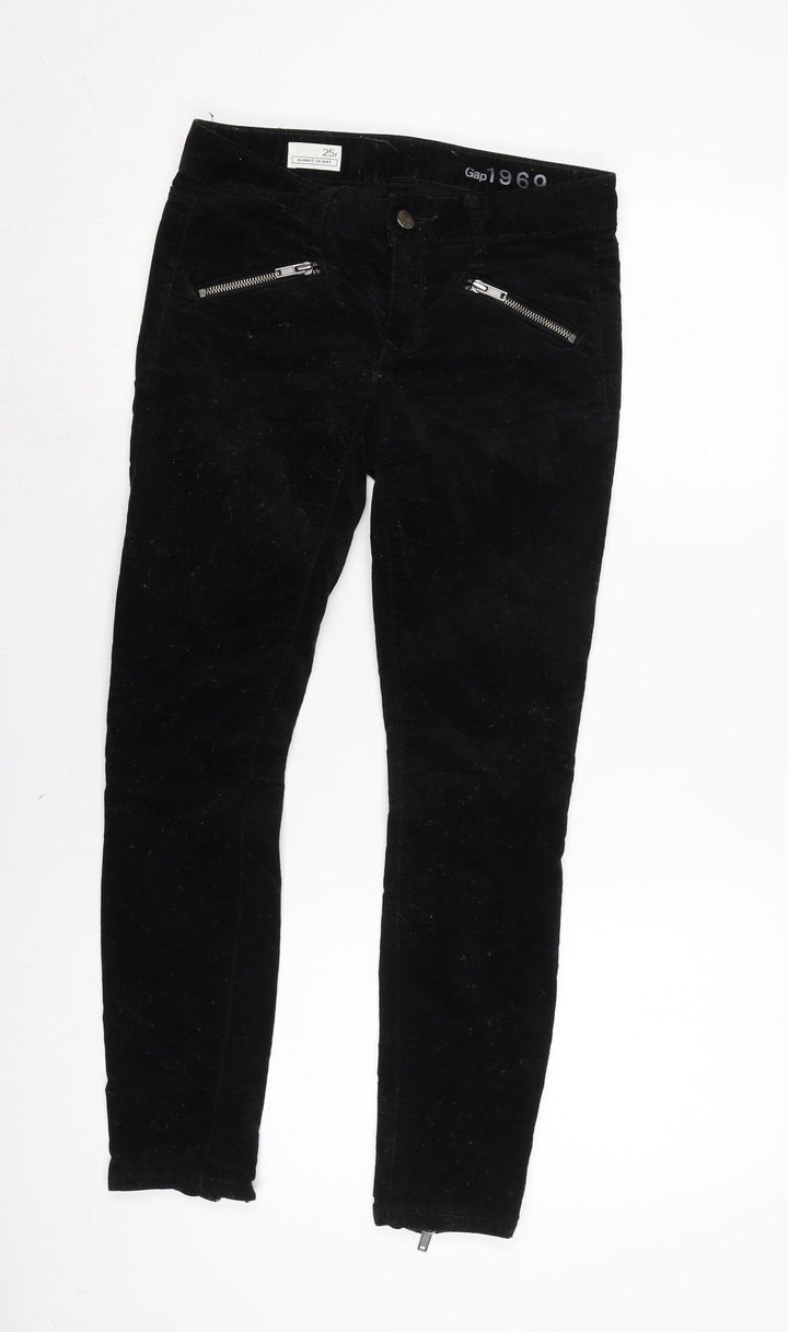 Gap Womens Black Cotton Trousers Size 26 in L25 in Regular Zip - Zips to back.