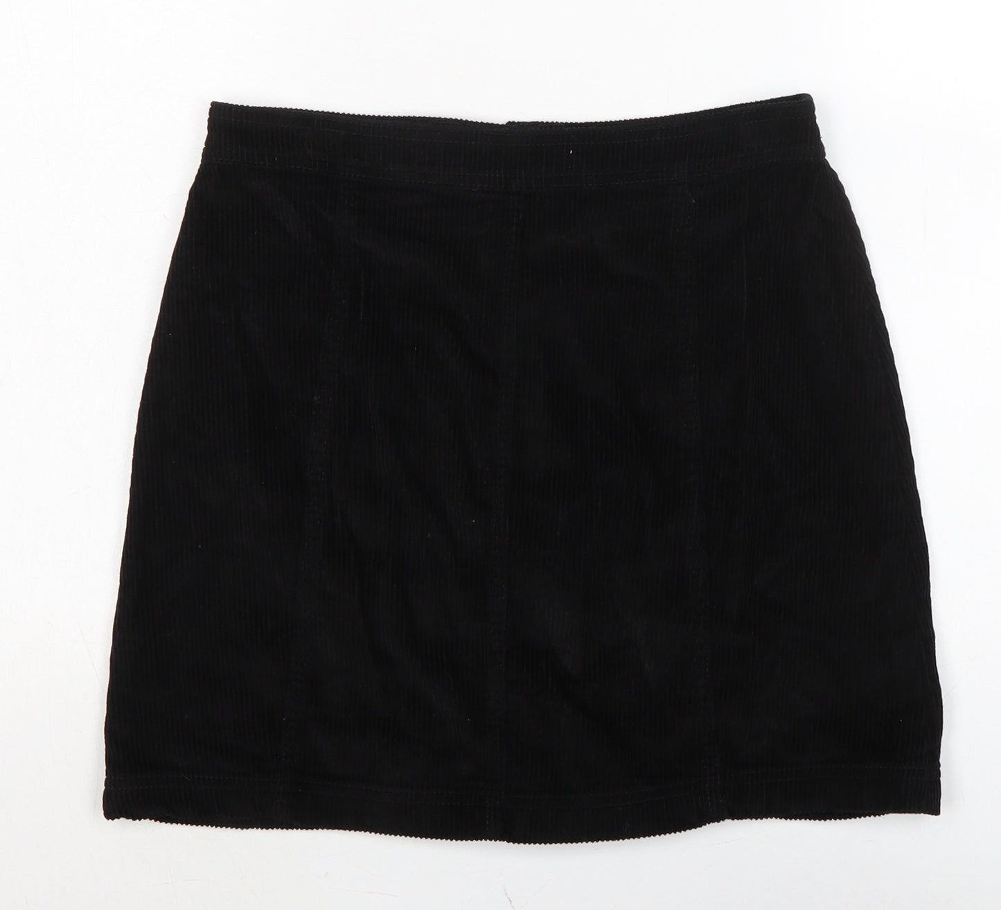 TU Womens Black Cotton A-Line Skirt Size 10 Button