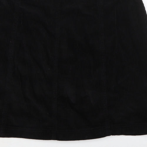 TU Womens Black Cotton A-Line Skirt Size 10 Button