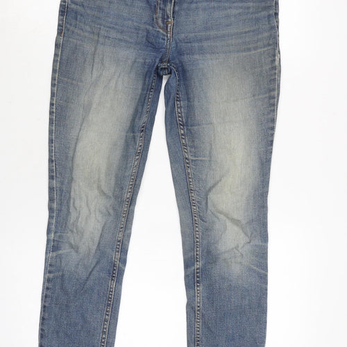 NEXT Womens Blue Cotton Blend Skinny Jeans Size 10 L27 in Regular Zip