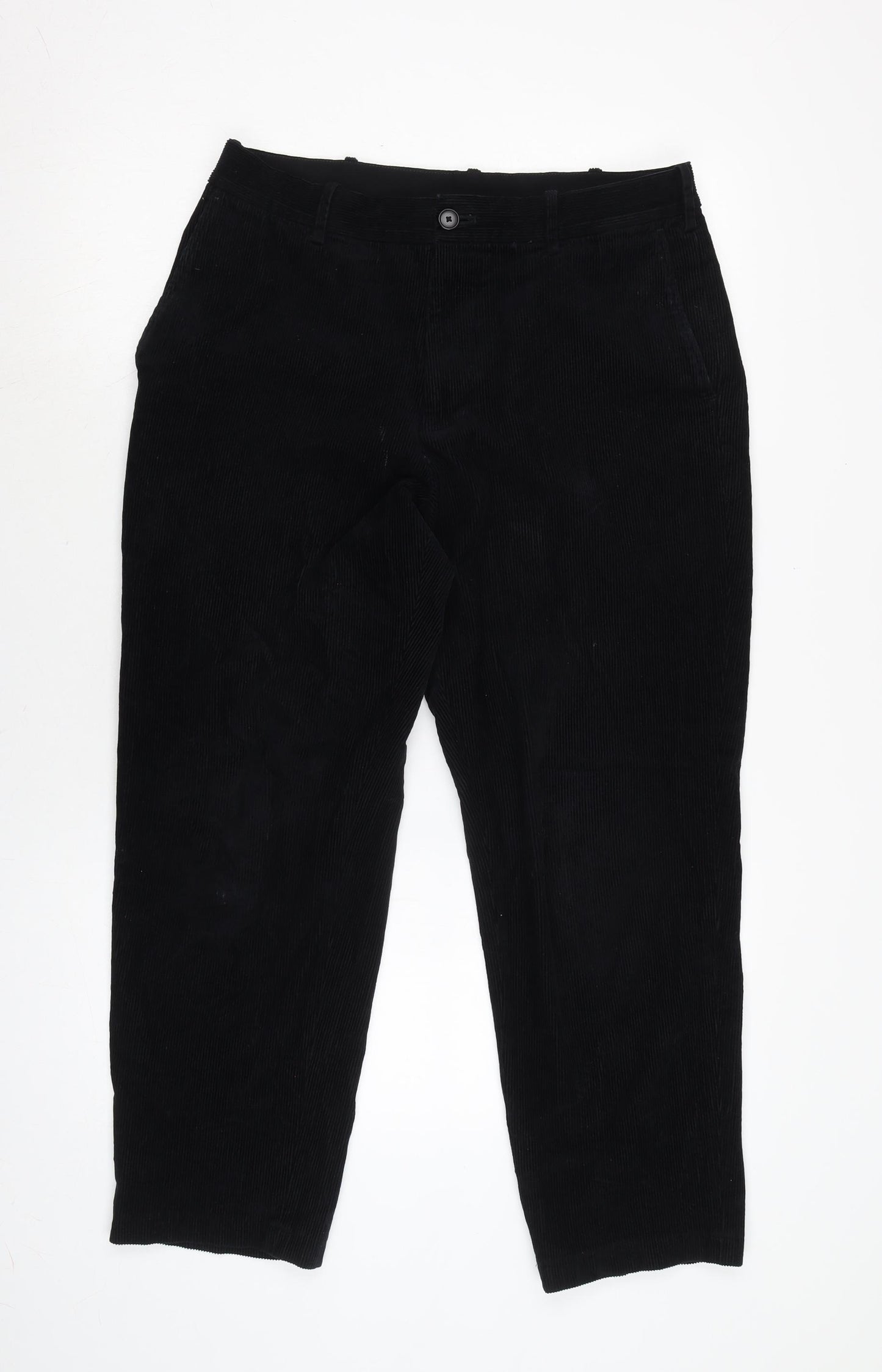 Uniqlo Mens Black Cotton Trousers Size 30 in L26 in Regular Zip