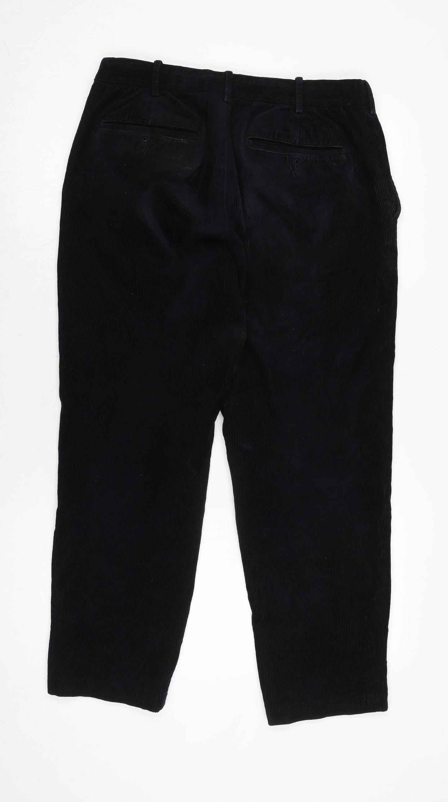 Uniqlo Mens Black Cotton Trousers Size 30 in L26 in Regular Zip