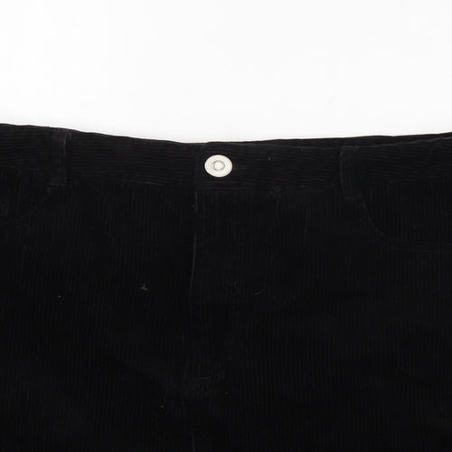 New Look Womens Black Cotton A-Line Skirt Size 16 Zip