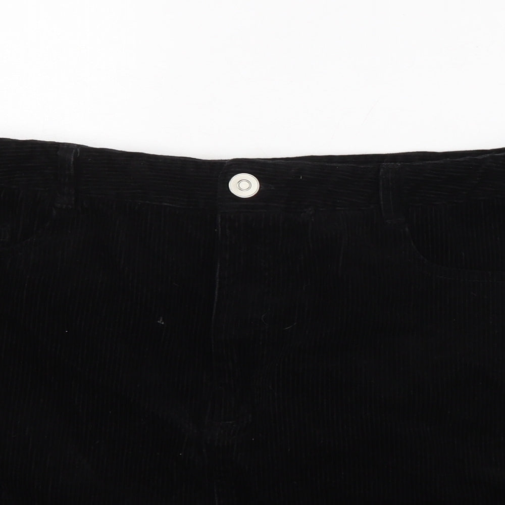 New Look Womens Black Cotton A-Line Skirt Size 16 Zip