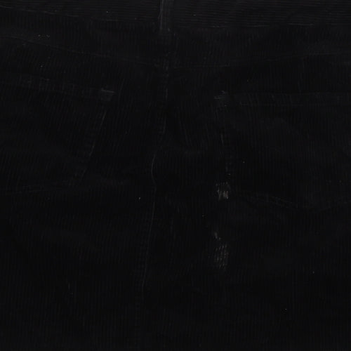 New Look Womens Black Cotton A-Line Skirt Size 16 Zip