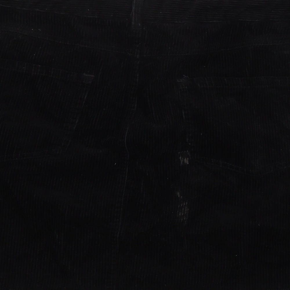 New Look Womens Black Cotton A-Line Skirt Size 16 Zip