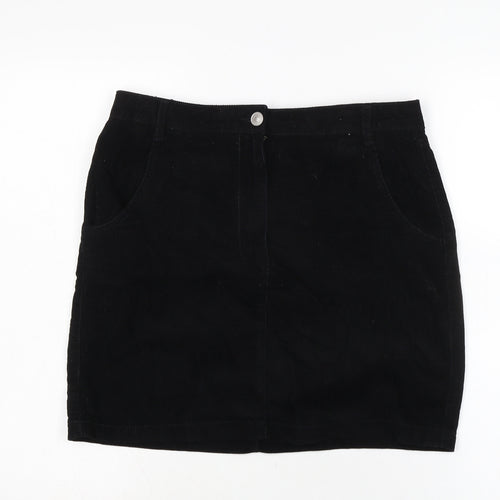 Papaya Womens Black Cotton A-Line Skirt Size 10 Zip