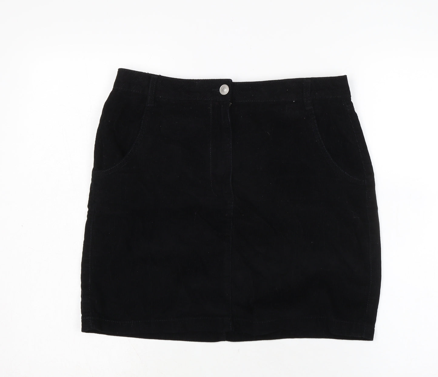 Papaya Womens Black Cotton A-Line Skirt Size 10 Zip