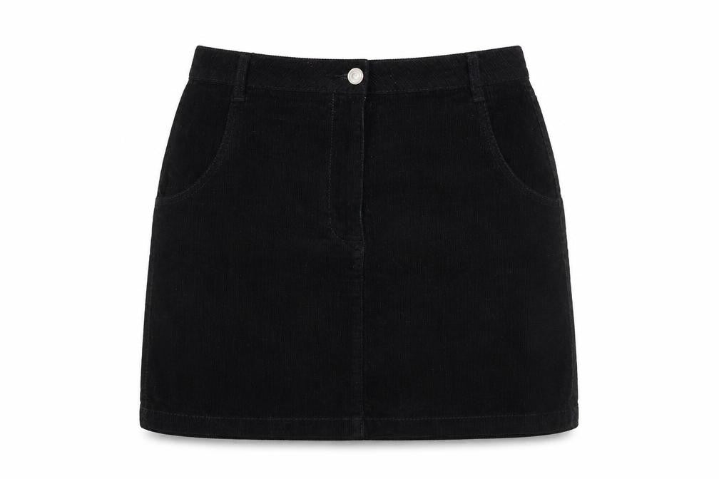 Papaya Womens Black Cotton A-Line Skirt Size 10 Zip