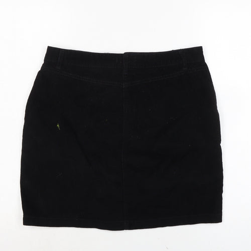 Papaya Womens Black Cotton A-Line Skirt Size 10 Zip