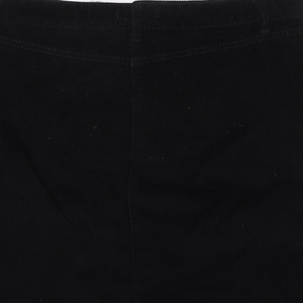 Papaya Womens Black Cotton A-Line Skirt Size 10 Zip