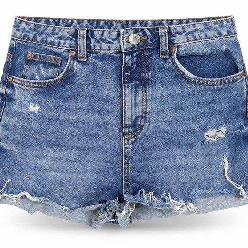 Denim & Co. Womens Blue Cotton Cut-Off Shorts Size 10 Regular Zip