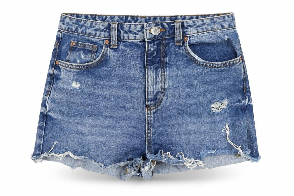 Denim & Co. Womens Blue Cotton Cut-Off Shorts Size 10 Regular Zip